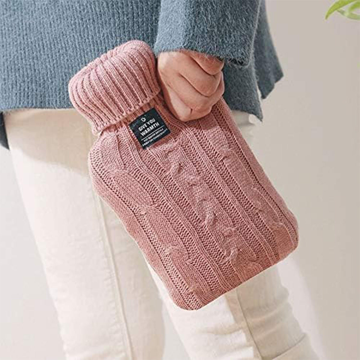 Hot Water Bag, Hot Water Bottle 2 Liters, Heat Up and Refreezable Hot Cold Pack with Knit Cover, Winter Warmer for Pain Relief Hot Cold Therapy (Pink) 🍁 All In One Marketplace Canada