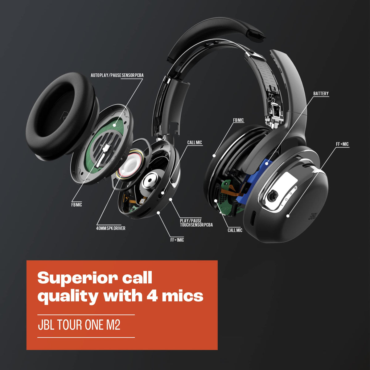 JBL Tour One M2 - Wireless Over-Ear Noise Cancelling Headphones with Up to 50 Hours of Playtime - Black
