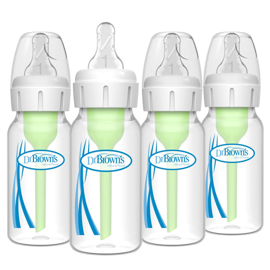Dr. Brown's Natural Flow Anti-Colic Options+ Narrow Baby Bottle, 4 Ounce/120 ml 4 pack