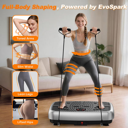 Vibration Plate Exercise Machine, 2026 Upgraded Double Motors Vibration Plate for Lymphatic Drainage, EvoSpark Whole Body Vibration Plates for Weight Loss,450 Lbs Capacity Vibrate Fitness Platform