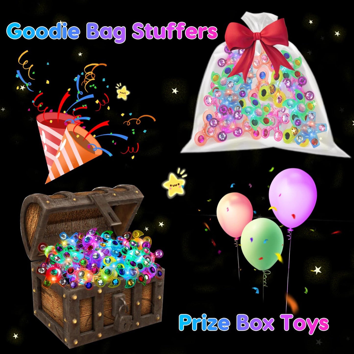24PCS LED Light Up Fidget Spinner Rings Birthday Party Bag Fillers Glow Party Favors Bulk for Kids 4-8 8-12, Goodie Treat Bag Stuffers Pinata Fillers Carnival Prizes Classroom Treasure Box Toys - Available at All In One Marketplace Canada