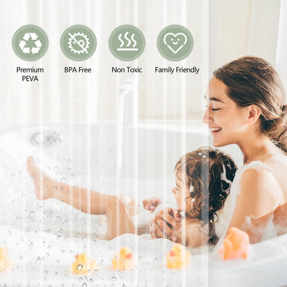 Seenus PEVA 8G Clear Shower Curtain Liner with 3 Large Magnets, Bpa-Free Waterproof Plastic Shower Curtain for Bathroom, 72 x 72 inch Completely Transparent Shower Liner Mildew Resistant