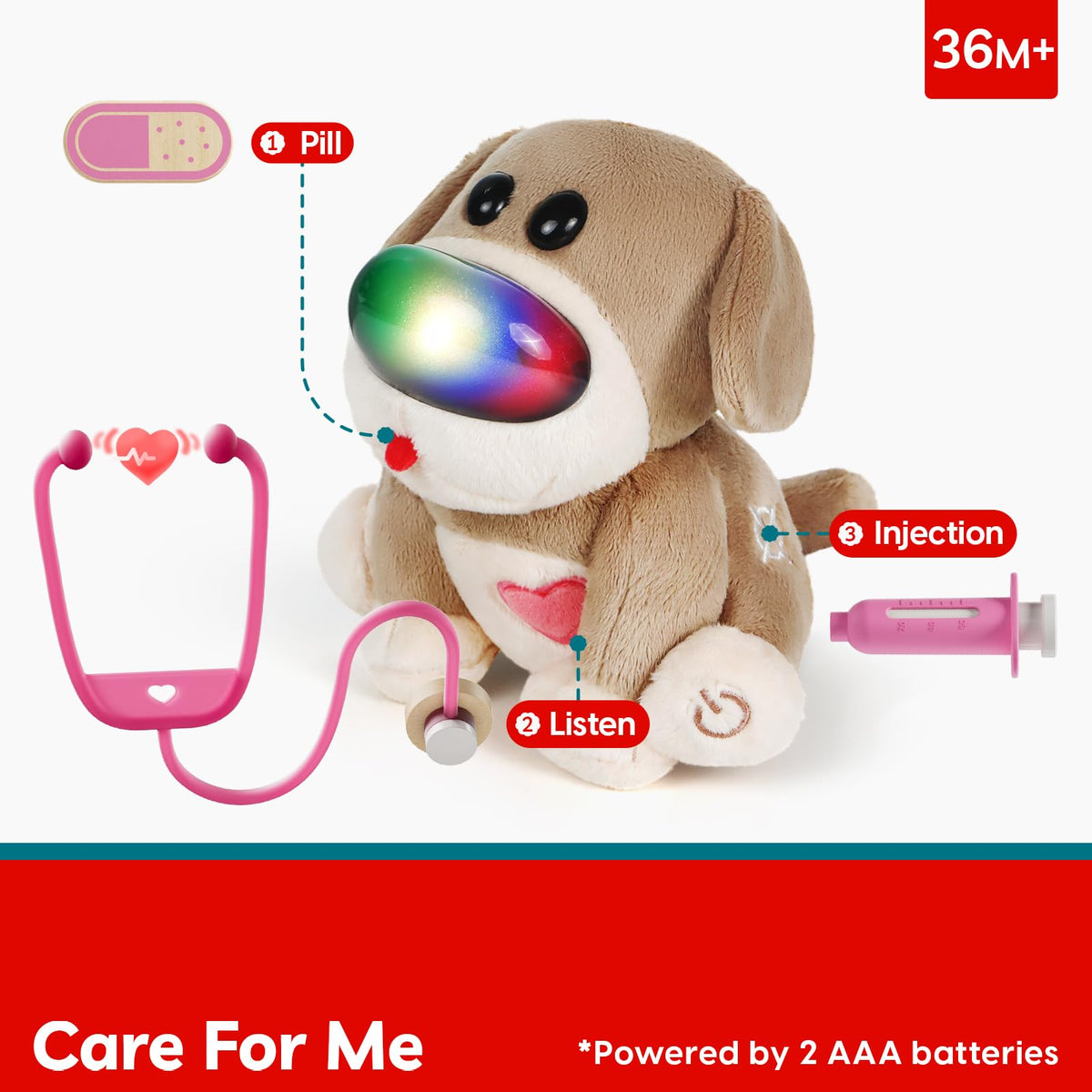 Top Bright Doctor Kit Kids – Pretend Play Toddler Toys with Pink Doctor Costume & Plush Dog, Wooden Kids Doctors Play Set with Stethoscope, Christmas Birthday Gifts for 3+ Year Old Girls 🍁 All In One Marketplace Canada