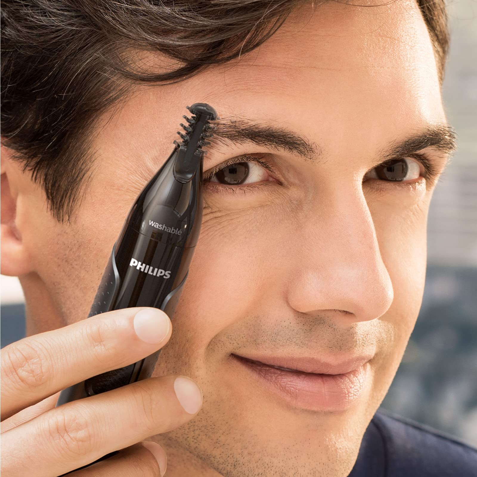 Philips Nose Trimmer Series 3000, Nose, Ear & Eyebrow Trimmer with Protective Guard System & Travel Pouch, NT3650/26 - Available at All In One Marketplace Canada