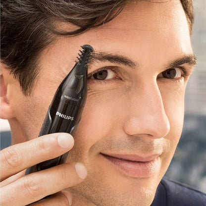 Philips Nose Trimmer Series 3000, Nose, Ear & Eyebrow Trimmer with Protective Guard System & Travel Pouch, NT3650/26 - Available at All In One Marketplace Canada