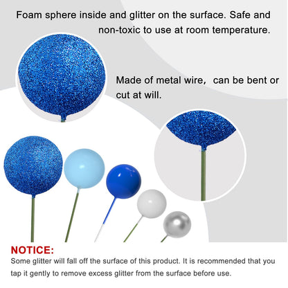 ASTARON 50 Pcs Ball Cake Topper Sticks Mini Balloons for Cake Decorating Supplies Foam Balls Cake decorations for Baby Shower Cake Birthday Cake Toppers Decorations (Blue Series) 🍁 All In One Marketplace Canada