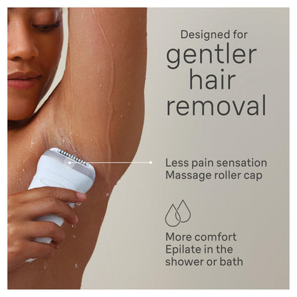Braun Silk-épil 7 Epilator, Wet and Dry, Wide Head, Includes Shaver Head and Trimmer Comb, SE7-041, Silver - Available at All In One Marketplace Canada