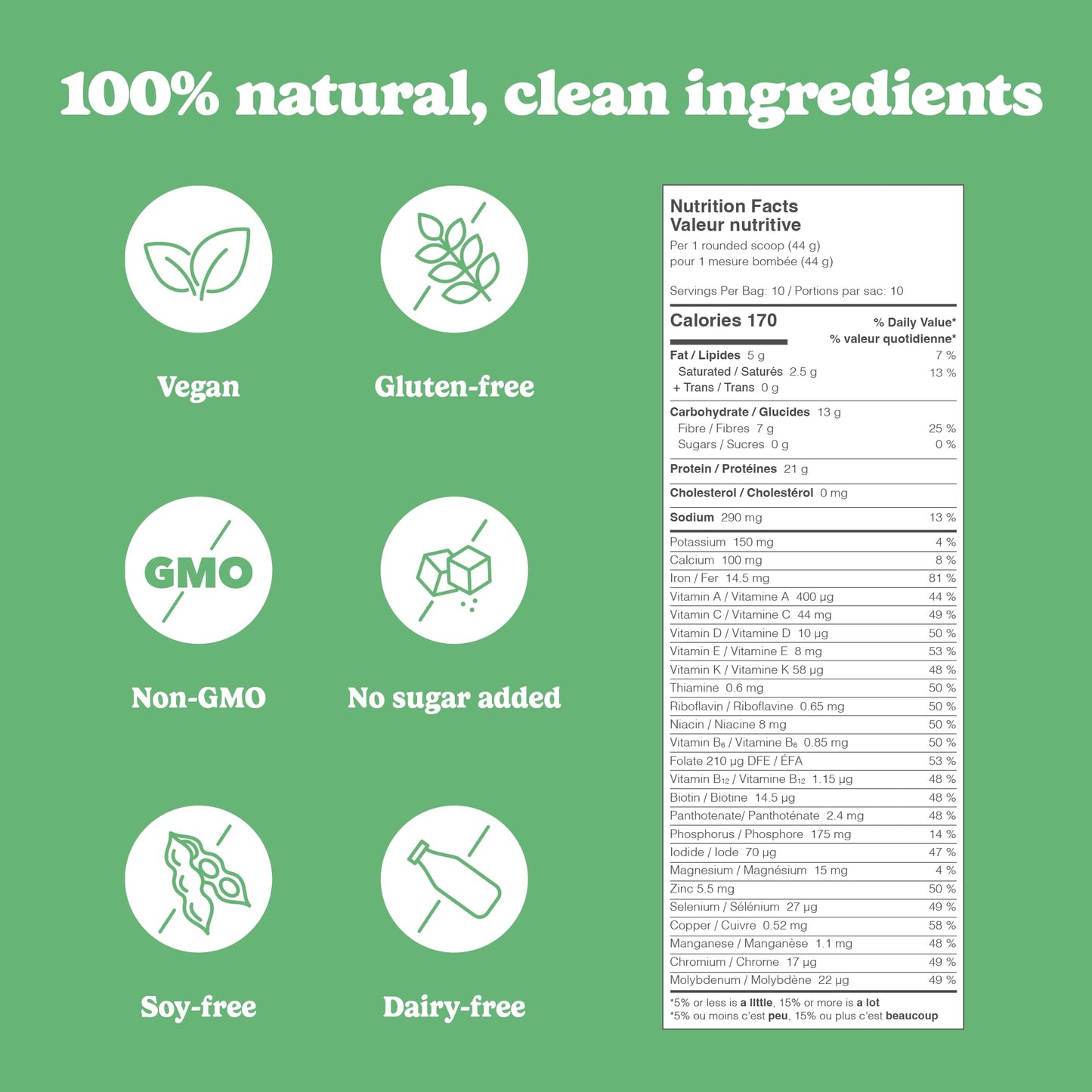 Good Protein Vegan Plant-based Protein Powder 100% Natural, Non-GMO, Dairy-free, Gluten-free, Soy-free, No Added Sugar and Nothing Artificial. Mint Chocolate Chip All-in-One Shake 440 grams