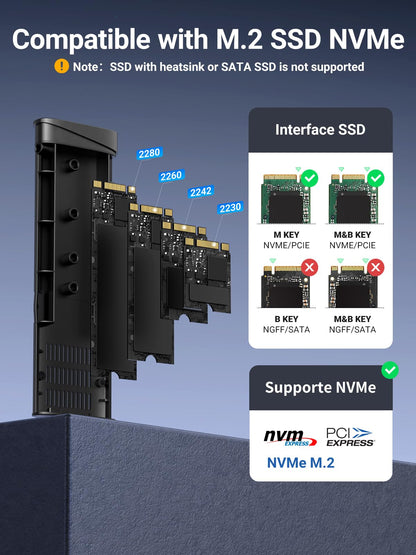 UGREEN M.2 NVMe SSD Enclosure 10Gbps USB 3.2 Gen 2 (10 Gbps) to NVME PCI-E M-Key/(B+M) Key Solid State Drive External Enclosure Support UASP Trim for 2230 2242 2260 2280 NVME SSDs