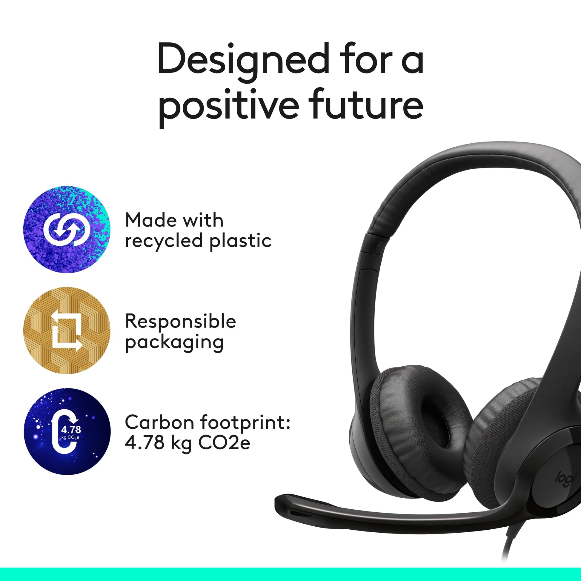 Logitech H391 Wired Headset for PC/Laptop, Stereo Headphones with Noise Canceling Microphone, USB-C, in-Line Controls, Works with Chromebook - Graphite - Available at All In One Marketplace Canada