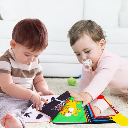 Tummy Time Baby Mirror Toy, Black and White High Contrast Baby Newborn Toys 3 6 12 Months, Montessori Crinkle Cloth Book Sensory Activity Development Gift for 0-6 Months Infant Boys Girls Easter Gift