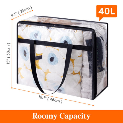 Lifewit 4 Pack Clear Clothes Storage Bags, 40L Plastic Blanket Storage Bags, Vinyl Foldable Moving Bags with Zipper, Closet Organizers and Storage Containers for Bedding, Duvet, Comforter - Available at All In One Marketplace Canada