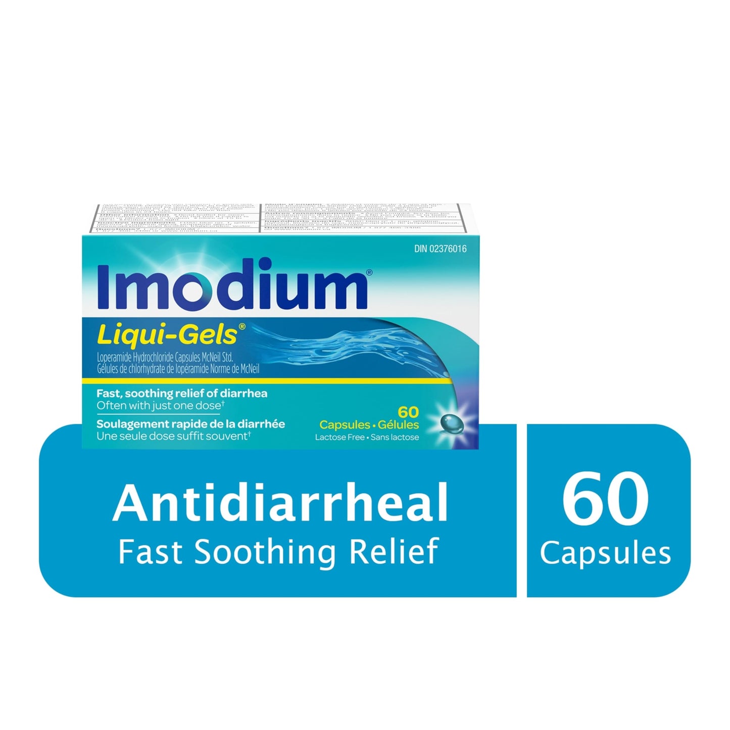 IMODIUM® LIQUI-GELS® - 2mg Loperamide Hydrochloride for Fast Acting Diarrhea Symptom Relief On the Go in Travel Size Softgels for Adults and Children 12+ - 60 Count