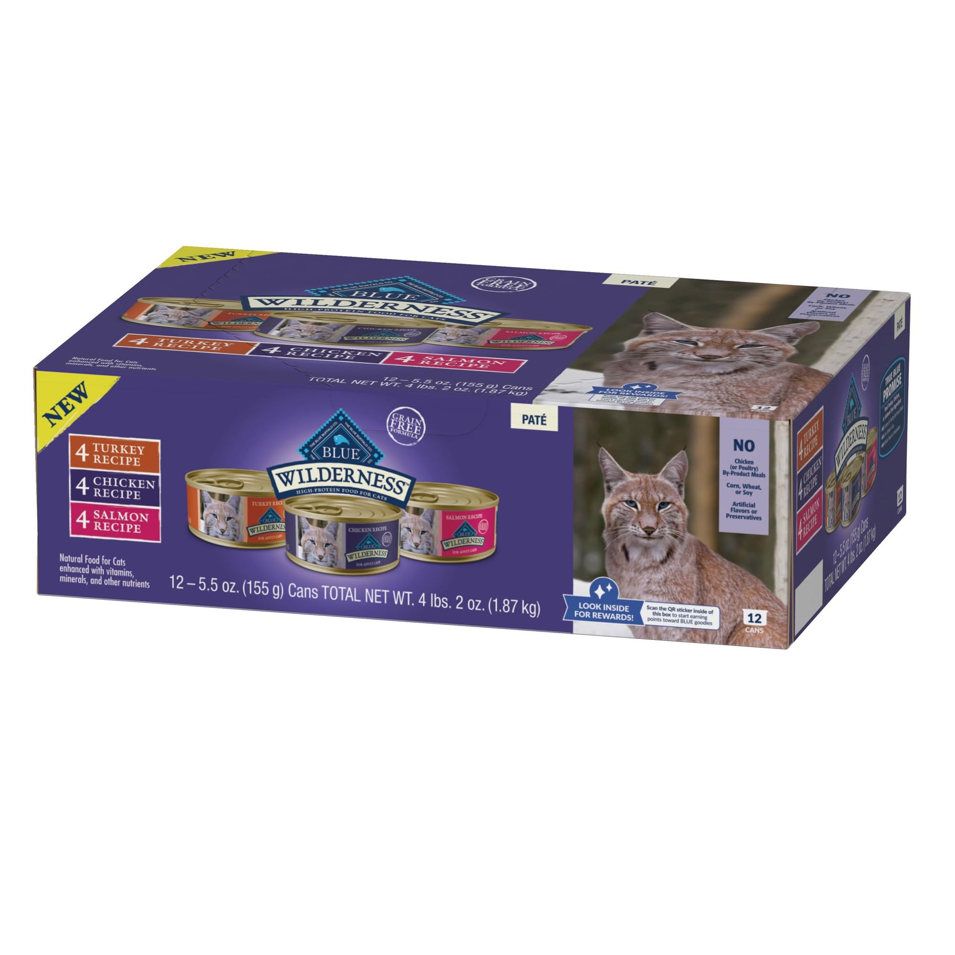 Blue Buffalo Wilderness HR Adult Cat Chicken/Salmon/Turkey 5.5oz Can Variety Pack Blue Buffalo