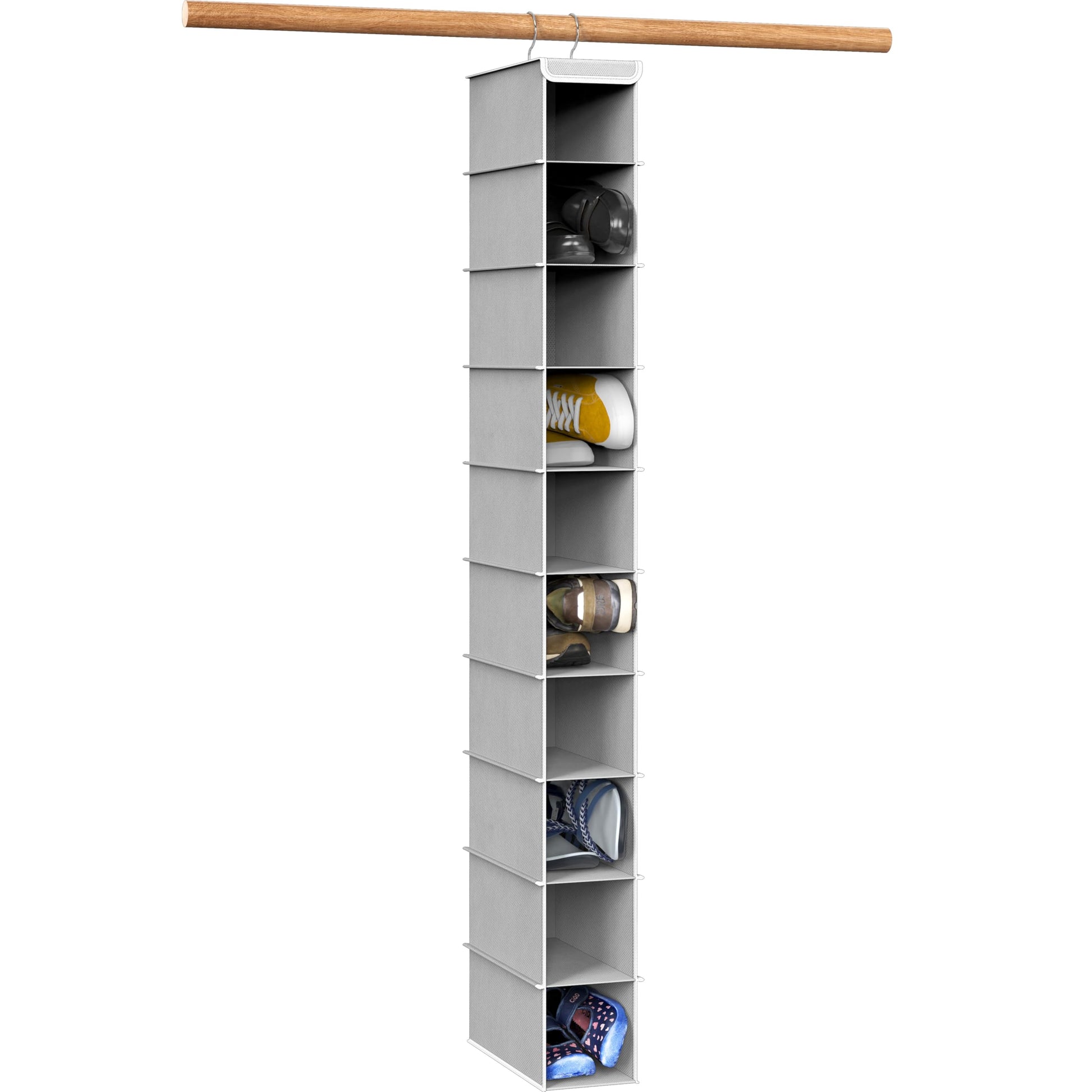 SimpleHouseware 10 Shelves Hanging Shoes Organizer Holder for Closet, Grey - Available at All In One Marketplace Canada