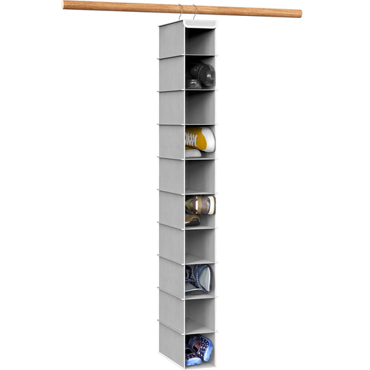 SimpleHouseware 10 Shelves Hanging Shoes Organizer Holder for Closet, Grey - Available at All In One Marketplace Canada