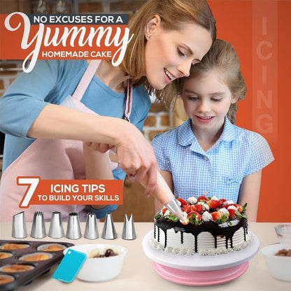 Cake Pans with Baking Supplies | 100 Pcs Springform Pan Set Includes 3 Round Non-Stick Moule a Gateau (4,7,9 inches Baking Pan)-Icing Tips-Leveler–Leak Proof Cheesecake Pan-Baking Set & EBook By RFAQK 🍁 All In One Marketplace Canada