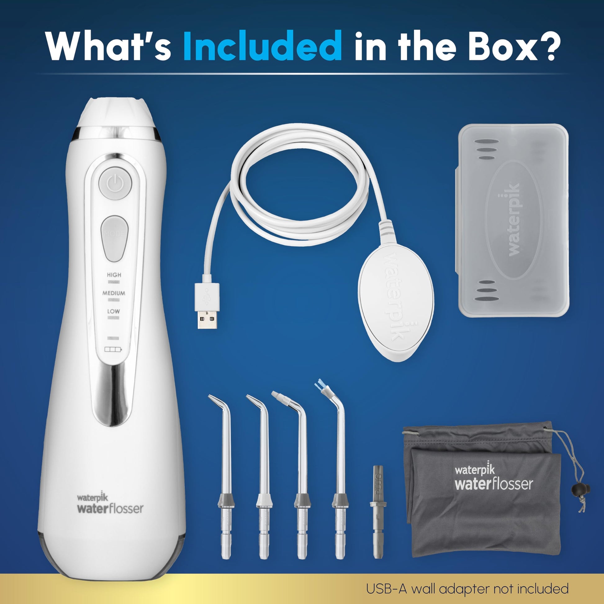 Waterpik Cordless Advanced 2.0 Water Flosser for Teeth, Gums, Braces, Dental Care with Travel Bag & 4 Tips, CDA Validated, Waterproof Rechargeable Handheld, White (1 Count) Gift for Men Women Mom Dad - Available at All In One Marketplace Canada