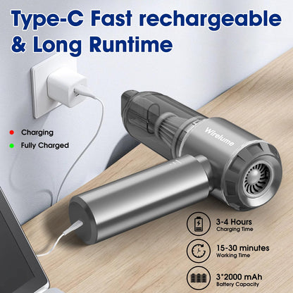 Handheld Car Vacuum Cleaner Cordless 22000Pa Strong Cyclonic Suction Blowing Brushless Motor Cordless Portable Mini Car Vacuum Powerful Rechargeable Lightweight for Pet Hair Vehicle Home Office Grey