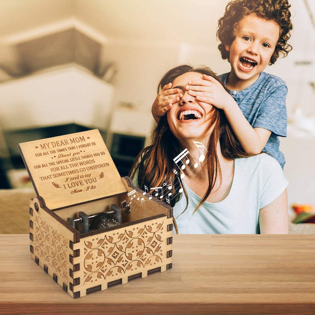 Wooden Music Box for mom Gifts You are My Sunshine Music Box, Laser Engraved Hand Crank Wooden Sunshine Music Box Gift for Mom Birthday/Mother's Day/Christmas(to mom) 🍁 All In One Marketplace Canada
