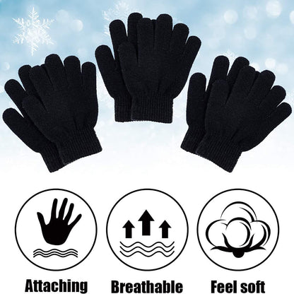 Kid's Winter Magic Gloves,12 Pairs Winter Stretchy Warm Magic Gloves Fit for 6-11 Years Old Boys or Girls Knit Gloves (12 Pairs Black) 🍁 All In One Marketplace Canada