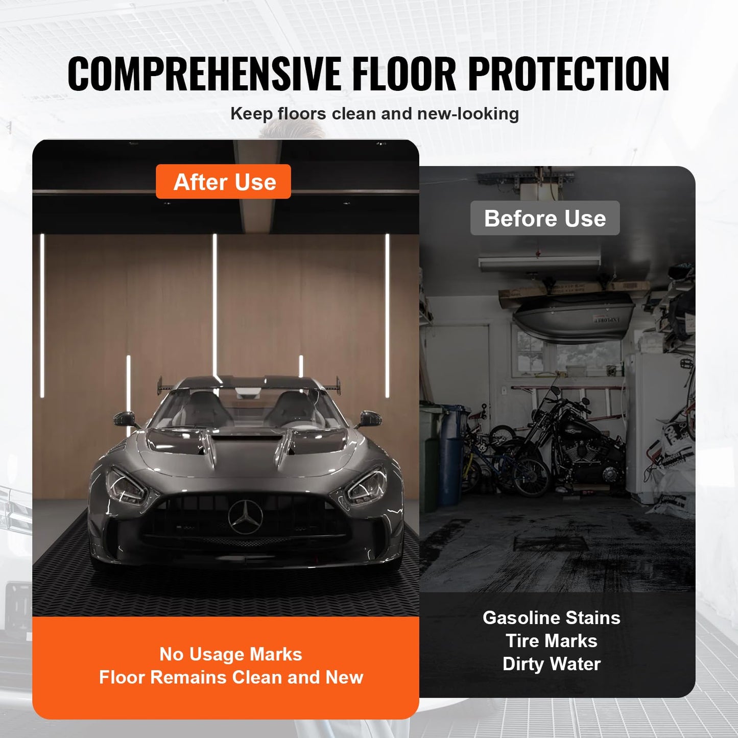 VEVOR Diamond-Plate Rubber Flooring Roll, 3 mm x 4 ft x 8 ft Garage Floor Mat, SBR Rubber Flooring Roll, Easy to Clean, Diamond Plate Mat for Under Cars, Garage Industry Gym, Black VEVOR