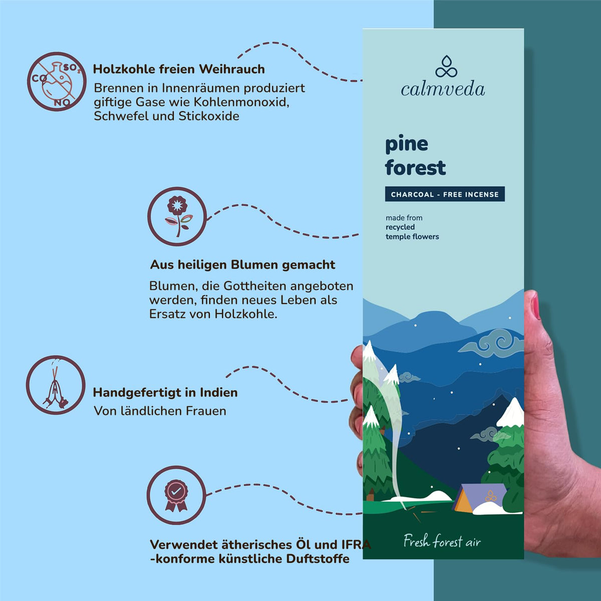 CALMVEDA Pinon Pine Incense Sticks - (80+ Pine Scented Sticks for Christmas Tree) Charcoal Free Natural Incense Non Toxic | Aroma of Fresh Needles & Woody Bark, Perfect Christmas Inscents 🍁 All In One Marketplace Canada