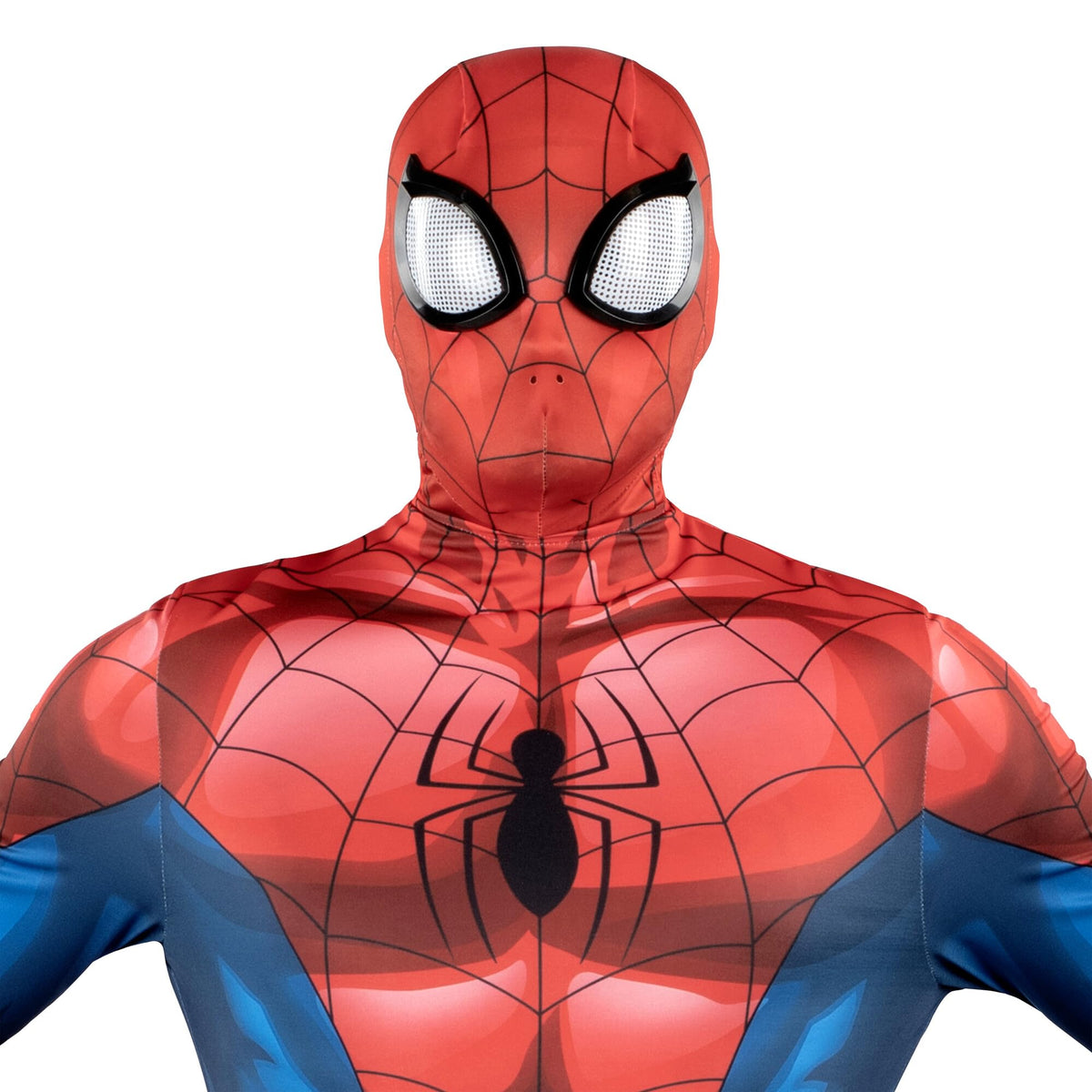 Costume de luxe officiel pour adulte MARVEL Spider-Man, style Zentai - Spandex extensible avec fermetures éclair dissimulées et fentes aux poignets (L)