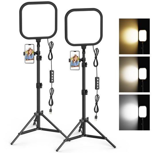 Kit d'éclairage vidéo LED 2 pièces, kit d'éclairage photo Hagibis, lumières de studio dimmables 2500-8500K avec trépied, éclairage sur pied de 198 cm pour enregistrement vidéo, streaming de jeux, photographie, TikTok, YouTube