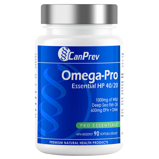 CanPrev Omega-Pro Essential HP 40/20, 90 Softgels 30-Day Supply - 1000mg Wild Deep-Sea Fish Oil, Omega-3 EPA & DHA Formula, Molecular Distilled with Vitamin E, Supports Heart, Brain, Joint, Eye & Skin - Available at All In One Marketplace Canada