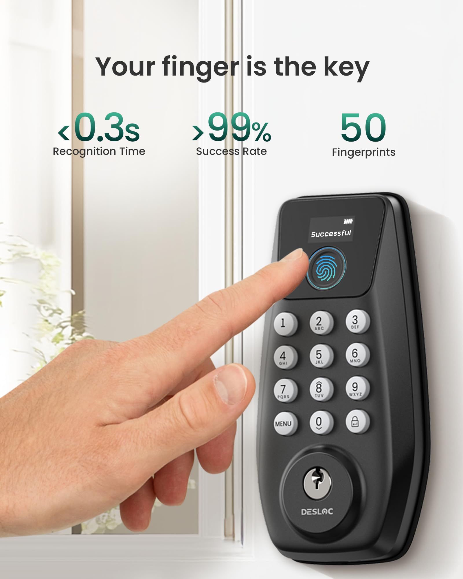DESLOC C110 Fingerprint Smart Door Lock with Display DESLOC