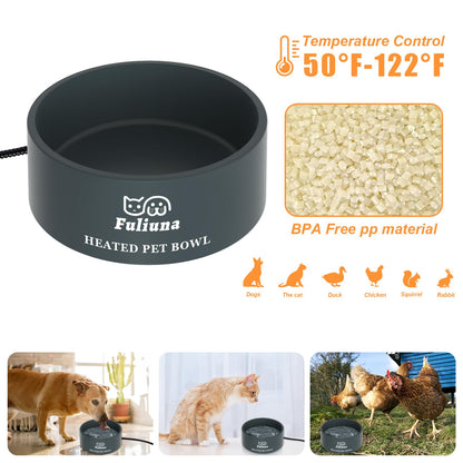 Fuliuna Heated Water Bowl, Outdoor Heated Dog Bowl with Chew Resistant Power Cord, Thermal Bowl Provide Drinkable Water in Winter, Heated Pet Bowl for Dog Cat Rabbit Chicken Duck Squirrel 0.85 Gallon 🍁 All In One Marketplace Canada