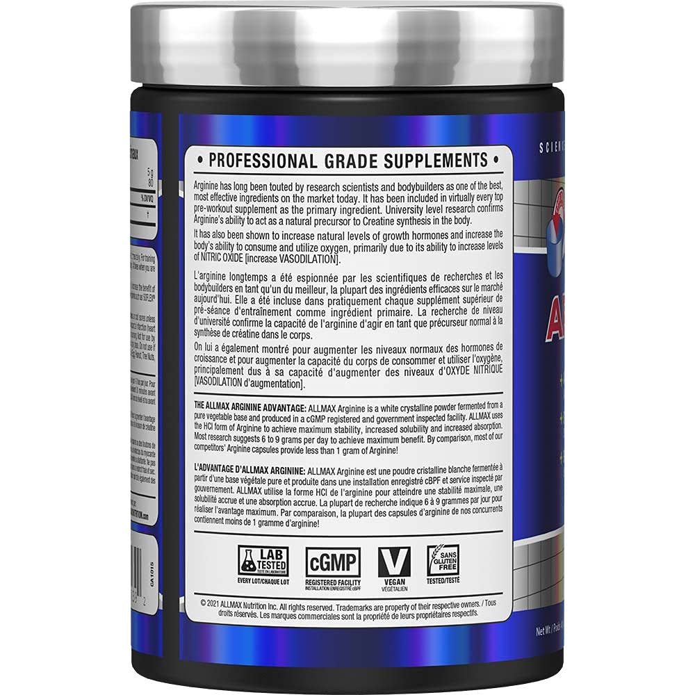 ALLMAX Arginine HCL Powder, Unflavored, 400 g, 200 Servings