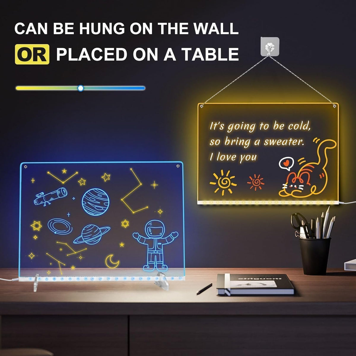 Led Note Board with 14 Highlighters,16''Drawing Tablet,6 Modes & 8 Colors Light Up Drawing Board,Kids Toy with 13 Light Effects,Birthday Holiday Day Gifts for Girls & Boys Age 3+,Tracing Book 🍁 All In One Marketplace Canada