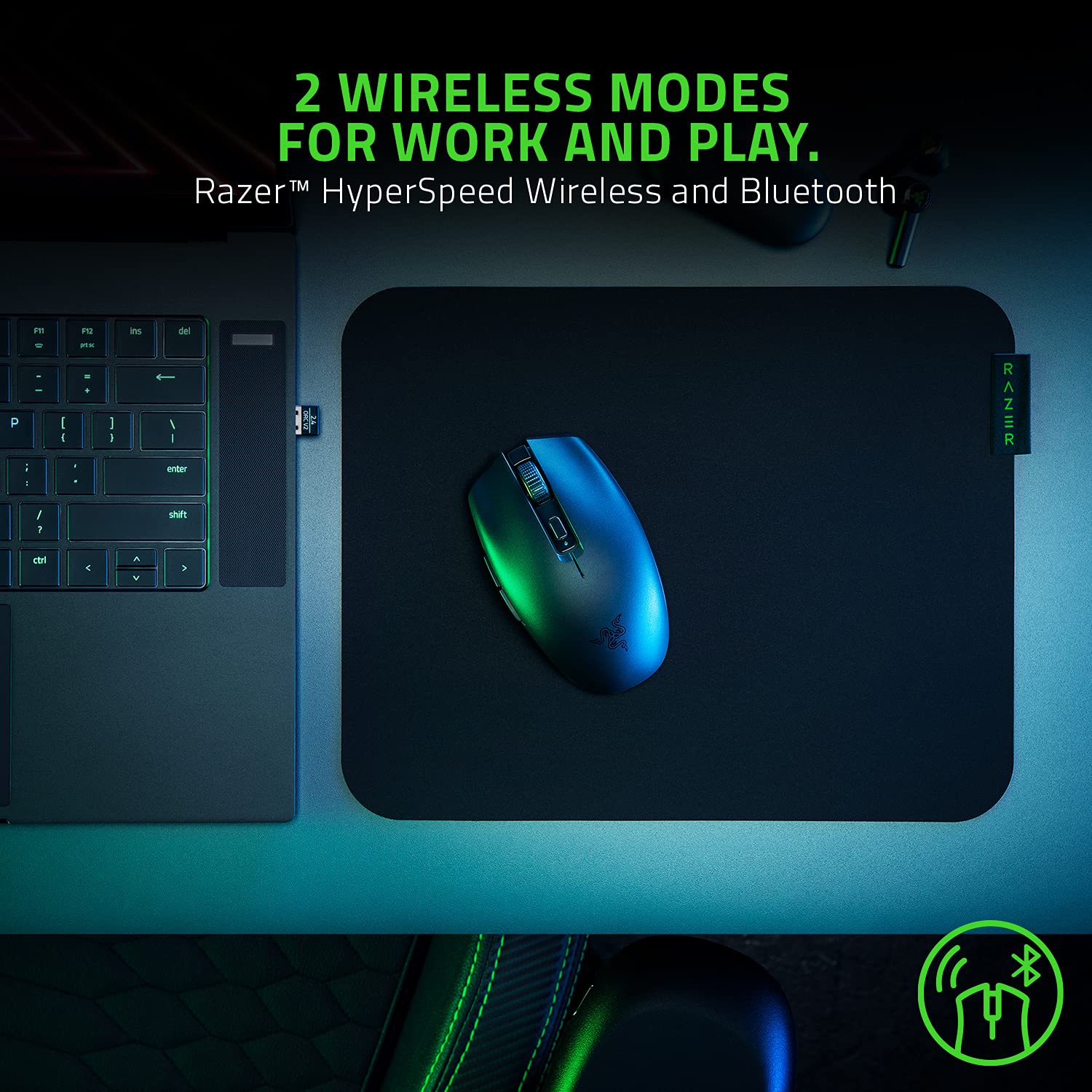 Razer Orochi V2 Mobile Wireless Gaming Mouse: Ultra Lightweight - 2 Wireless Modes - Up to 950hrs Battery Life - Mechanical Mouse Switches - 5g Advanced 18k Dpi Optical Sensor - Classic Black