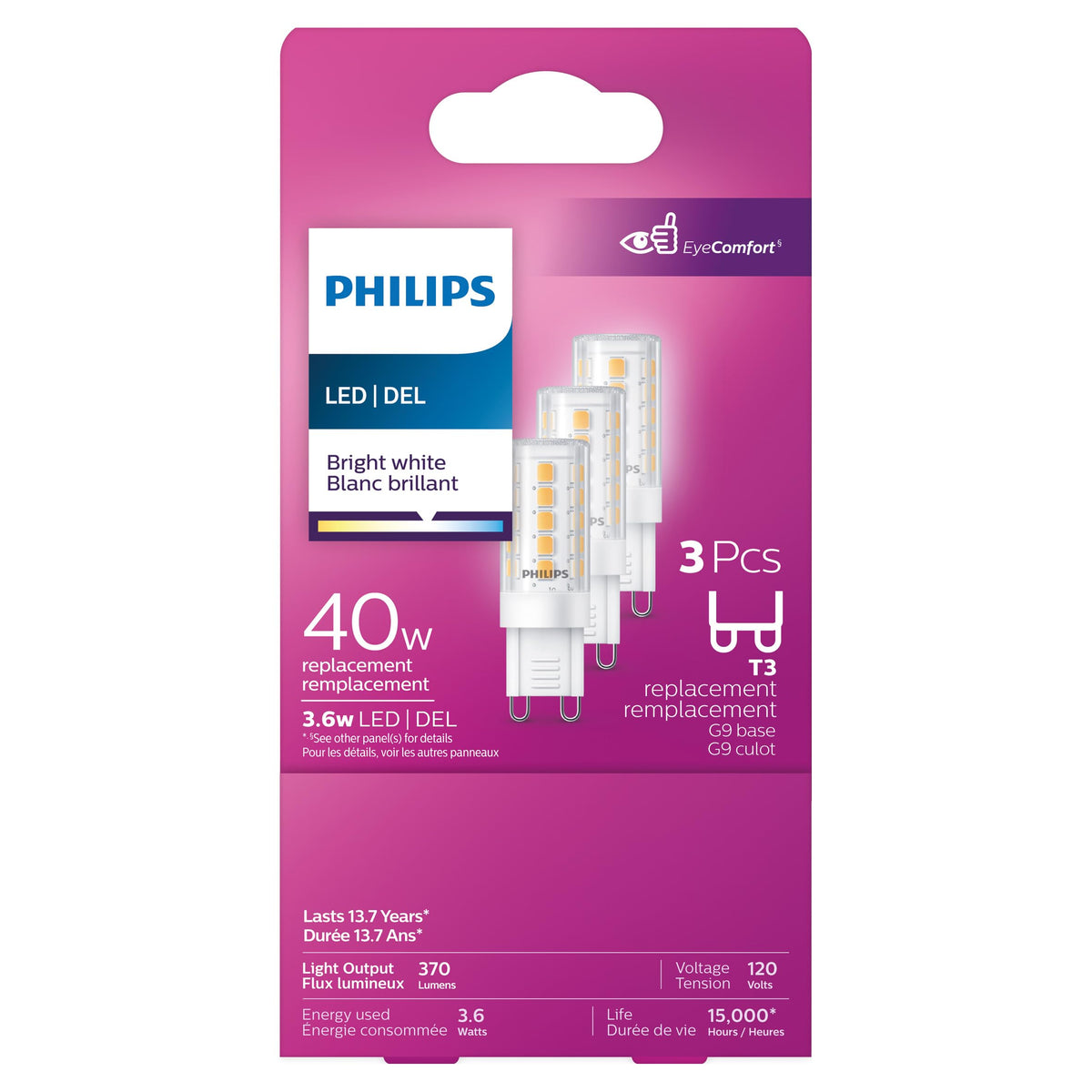 LED 40W G9 Capsule Bright White Non Dimmable (3000K) - 3 Pack