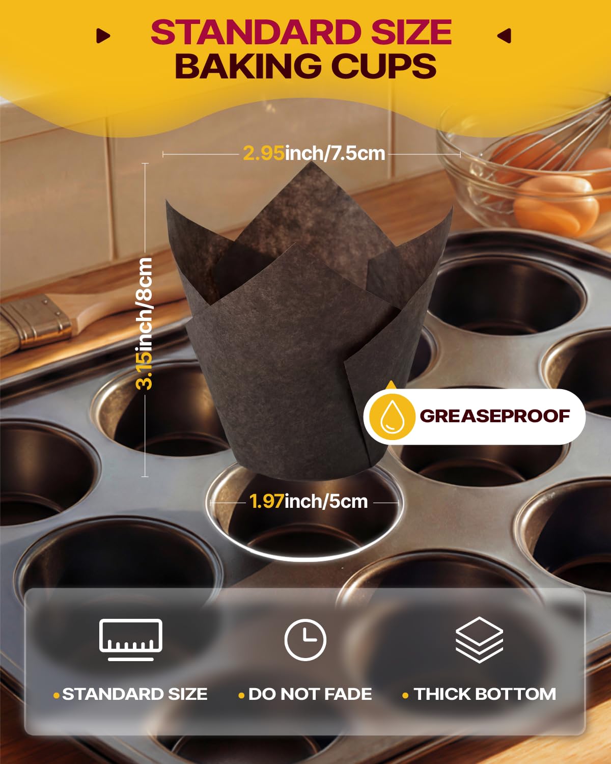 Katbite Tulip Cupcake Liners 200PCS, Muffin Baking Cupcake Liners Holders, Baking Cups, Cupcake Wrapper for Party, Wedding, Birthday, Christmas Cupcake Liners 🍁 All In One Marketplace Canada