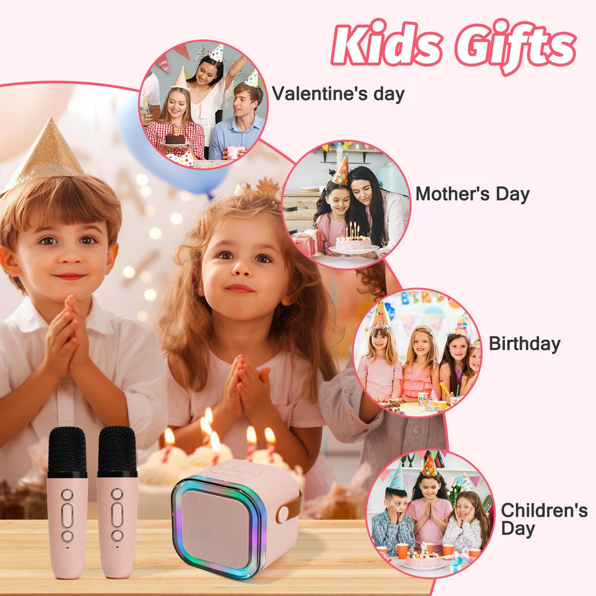 Mini Karaoke Machine for Kids Adults, Speaker with 2 Wireless Microphones 🍁 All In One Marketplace Canada