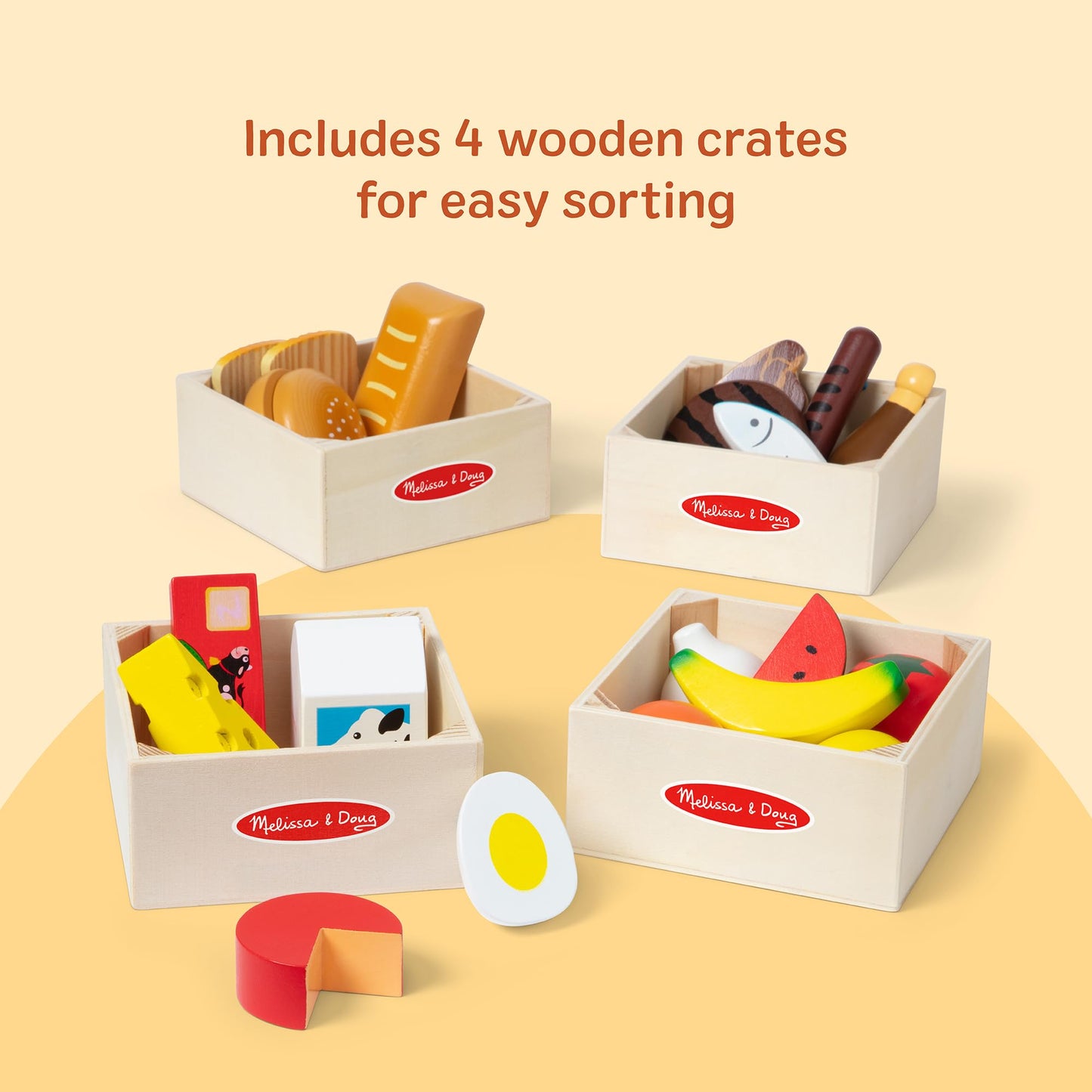 Melissa & Doug Food Groups, 21-Piece Wooden Toys Set of Pretend Play Food & Kids Play Kitchen Accessories, Preschool Toys for Girls & Boys Ages 3+ - Available at All In One Marketplace Canada