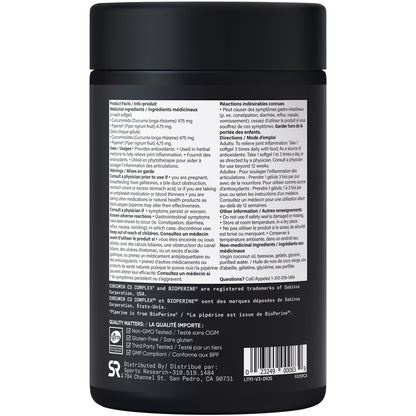 Sports Research® Turmeric Curcumin C3® Complex 500mg, Enhanced with Black Pepper & Organic Coconut Oil for Better Absorption; Non-GMO, Gluten Free & Third-Party Tested - 120 Liquid Softgels - Available at All In One Marketplace Canada