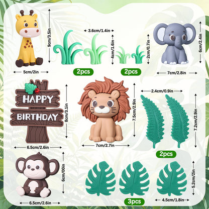 BlingABC 15PCS Cartoon Safari Animal Cake Toppers Jungle Cake Decorations 🍁 All In One Marketplace Canada