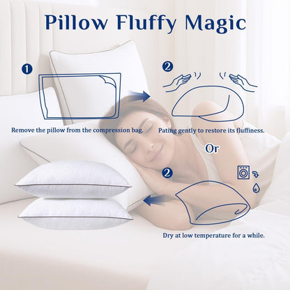 JOLLYVOGUE Pillows Standard Size 2 Pack for Sleeping, Soft and Supportive Bed Pillow for Side and Back Sleepers, Down Alternative Hotel Collection Pillows Set of 2