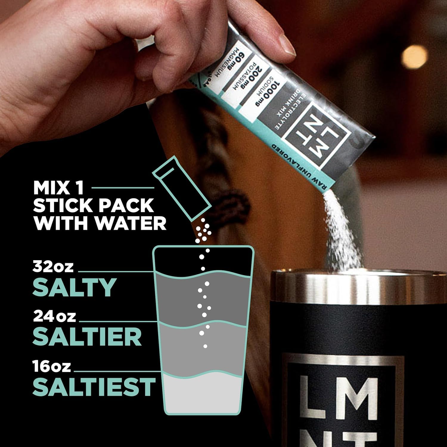 LMNT Keto Electrolyte Powder Packets | Paleo Hydration Powder | No Sugar, No Artificial Ingredients | Raw Unflavored | 30 Stick Packs