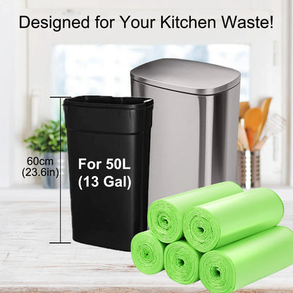 Aievrgad Biodegradable Trash bags 50PCS, 13Gallon/50L large Garbage bags/ For kitchen Bin. Bin Liner/Trash/rubbish Bags, 100% Recycled,Tough, degradable, Compost Bags for Food/household/garden - Available at All In One Marketplace Canada