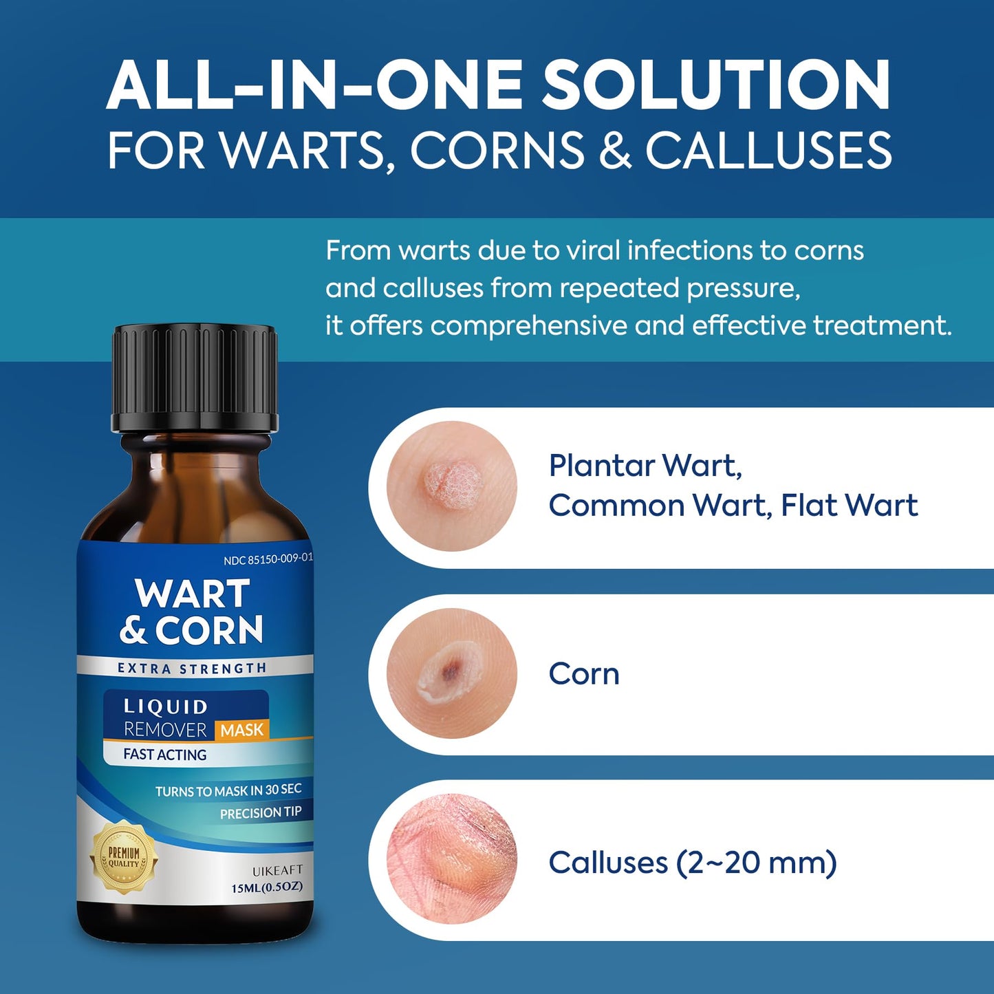Fast-Acting Wart Corn Remover: Salicylic Acid Treatment for Feet Toe - Maximum Strength Liquid for Plantar Wart Corn Removal Men and Women - Available at All In One Marketplace Canada