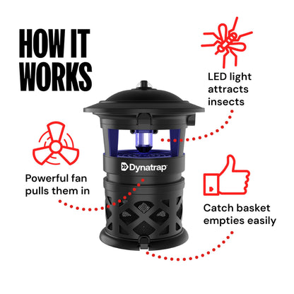 Dynatrap 1/2 Acre LED Outdoor Insect Trap – Traps Mosquitoes, Flies, Moths, Wasps, Gnats, & Other Flying Insects - Bug Zapper Alternative - DT1130-CA