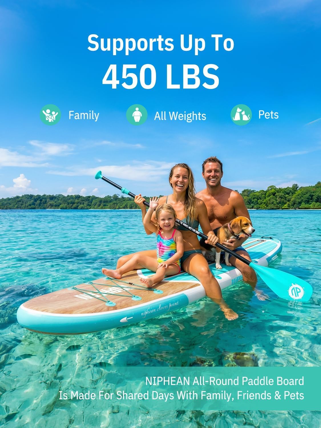 Niphean Inflatable Stand Up Paddle Board with SUP Accessories, 10'6'' All-Round Inflatable SUP, Anti-Slip EVA Deck, Inflatable Paddle Board for Adults & Youth