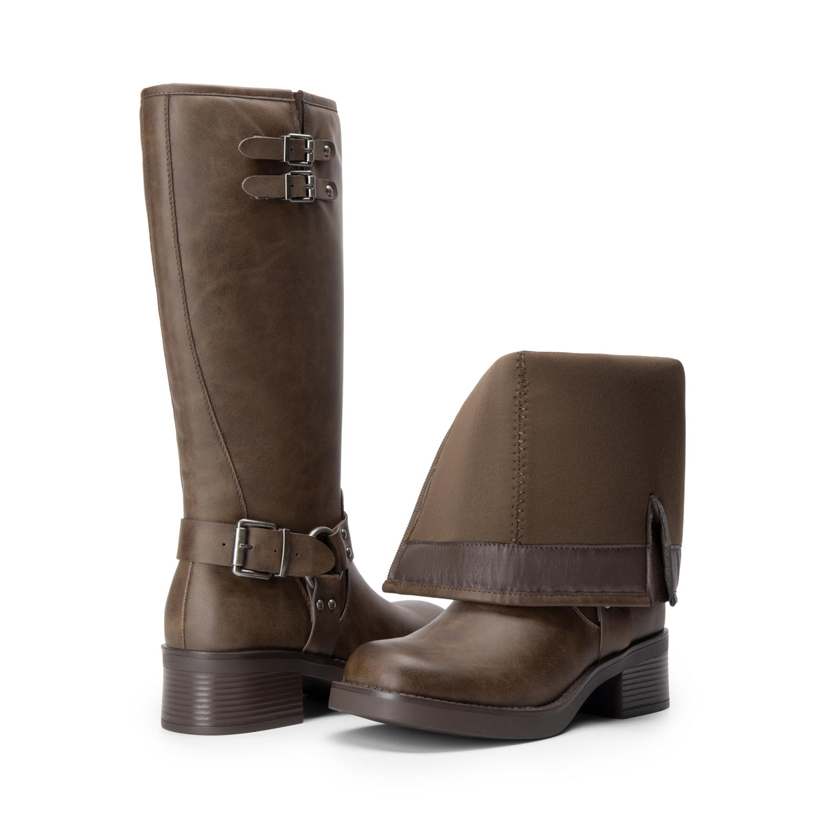 DREAM PAIRS Women Knee High Wide Calf Boots,Brown-Nubuck,7.5 🍁 All In One Marketplace Canada