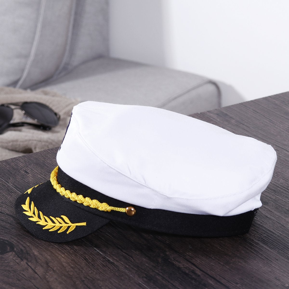 Yacht Captain Hat White Sailor Hat for Women Men Yacht Boat Captain Cap Halloween Costume Party Masquerade Cosplay Accessory