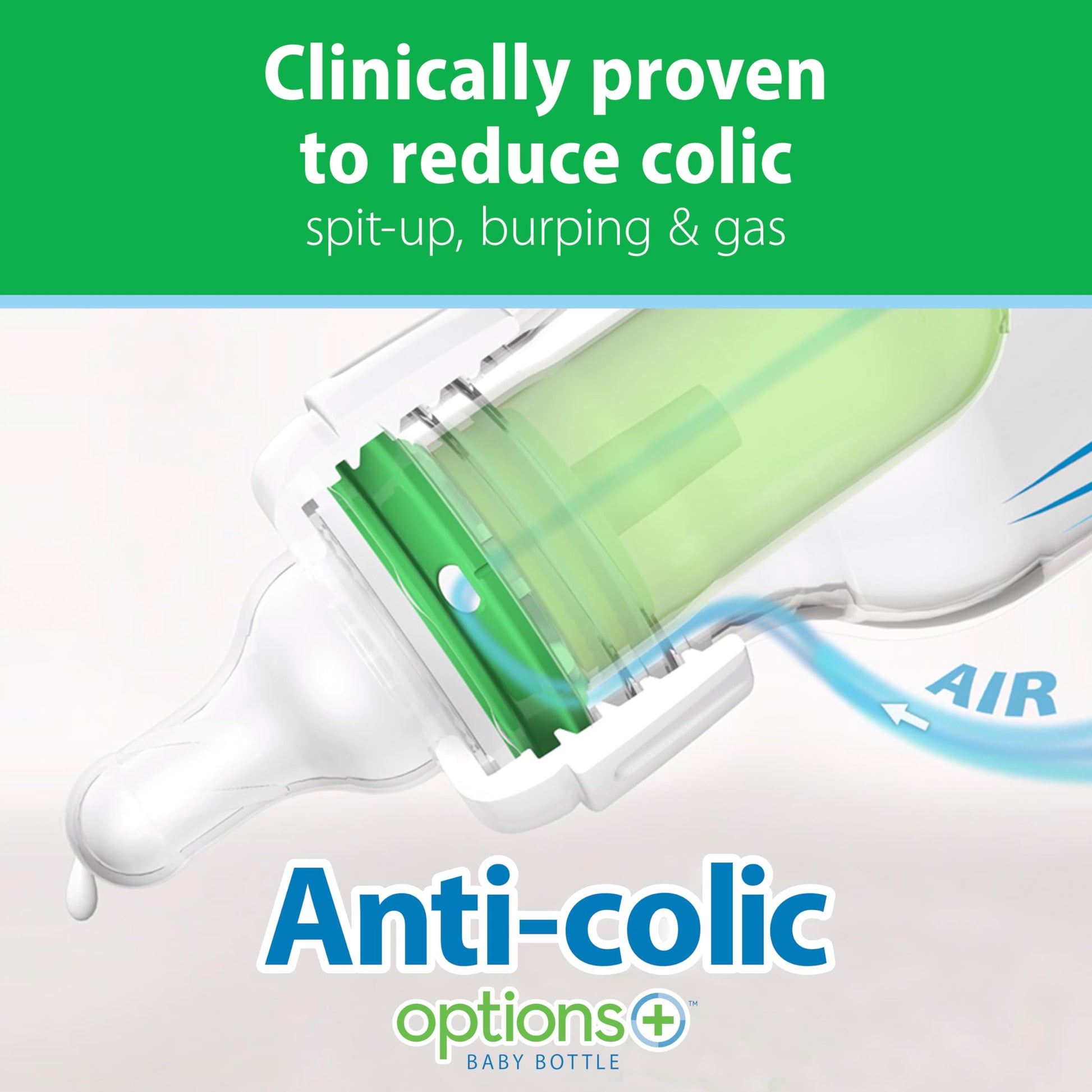 Dr. Brown’s Natural Flow Anti-Colic Options+ Narrow Glass Baby Bottles, 4oz, 2-Pack